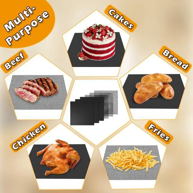 Alt view image 6 of 7 - Reusable Air Fryer Liners for Breville Smart Oven Air Fryer Pro BOV900BSS, Ninja Foodi, Non-Stick, 3x Liners + 3x Mesh