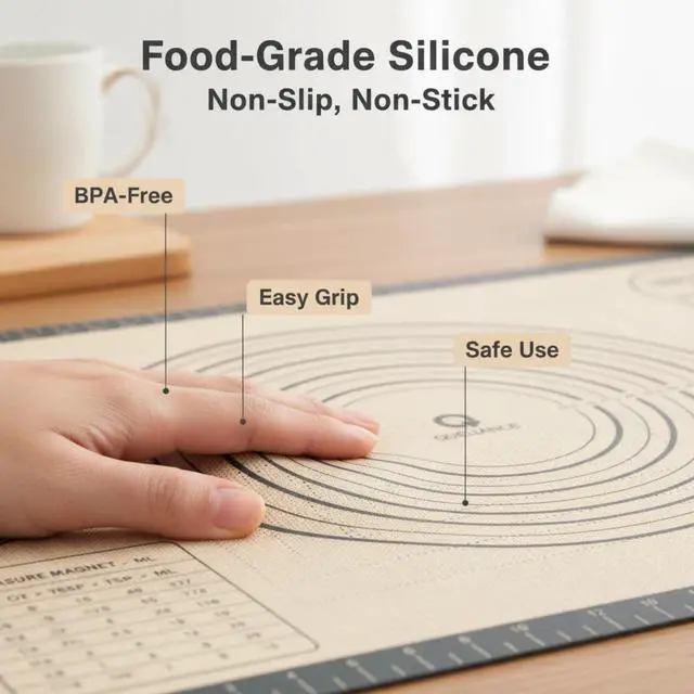 Alt view image 5 of 7 - 32x24Inch Extra Large Cookie Bread Rolling Mats Sheet, Nonstick Kitchen Counter Kneading Board Thick Reusable Pie Cookies Pizza Fondant Making Matt Measurement(Gray)
