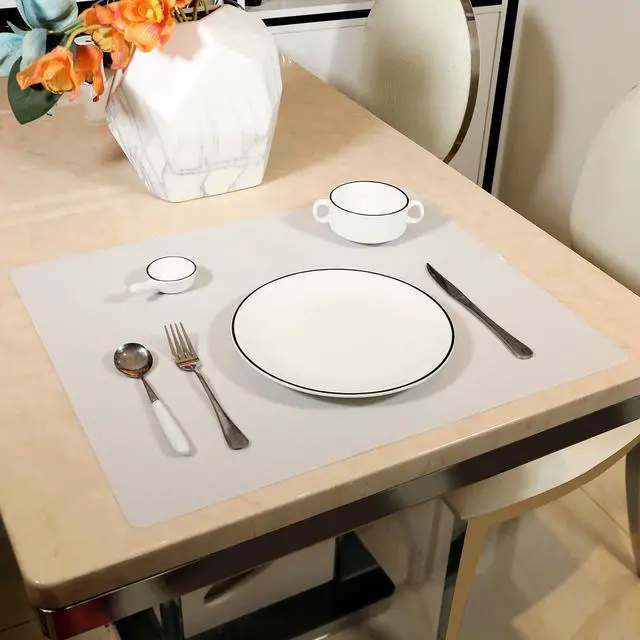 Alt view image 7 of 7 - 24 X 20inch X-Large Reusable Silicone Table Mat Child Kids Dinner Placemat Desk Countertop Waterproof Protector Heat Insulation Kitchen Pastry Rolling Dough Pad Tool (Grey)
