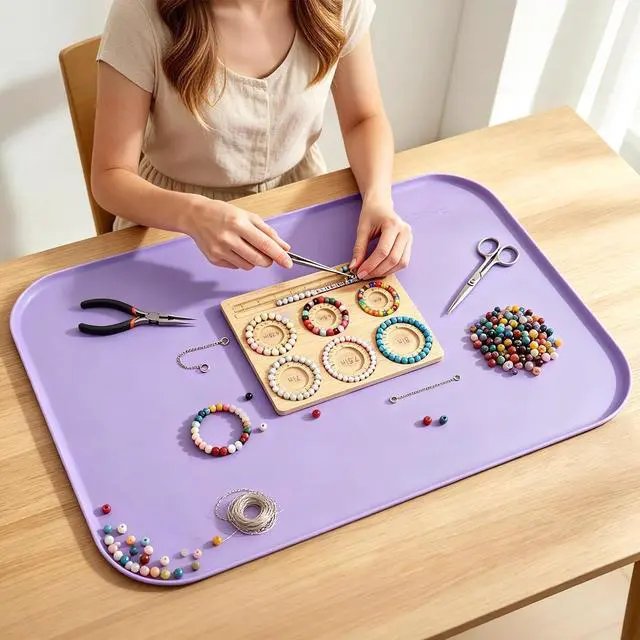 Main image of Silicone Mat with Edge for Bead Board: 28" x 20" Craft Mat with Raised Side