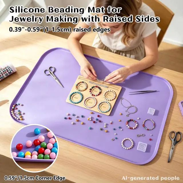Alt view image 3 of 7 - Silicone Mat with Edge for Bead Board: 28" x 20" Craft Mat with Raised Side