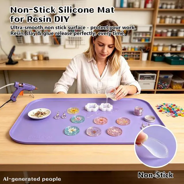Alt view image 6 of 7 - Silicone Mat with Edge for Bead Board: 28" x 20" Craft Mat with Raised Side