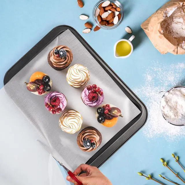 Alt view image 6 of 7 - 15.7 In x 8 FT Silicone Baking Mat Roll, Non-Stick Pastry Mat, Cut to Any Size, Heat Resistant Food Grade Silicone Dough Rolling Mat, Reusable Air Fryer Liner for Pie Crust, Pizza Cookies
