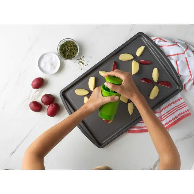 Alt view image 7 of 7 - Everyday Fruit & Veggie Divider - Quarters Smaller Fruits and Vegetables, Ideal for Meal-Prep and Sheet Pan Meals, Safe and Mess-Free Slicing