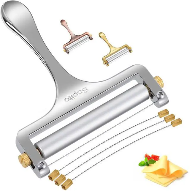 Main image of Cheese Slicer with 3 Extra Stainless Steel Wires, Silver