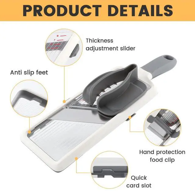 Alt view image 3 of 6 - Multi Handheld Mandoline Slicer with Adjustable Stainless Steel Blade - Vegetable Grater Cucumber Slicer - Cheese Grater
