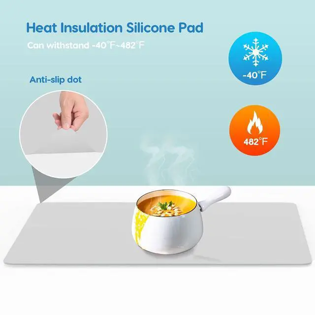 Alt view image 4 of 7 - Extra Large Silicone Mat 35.3"x23.5"x0.08", Multipurpose Silicone Mat Thick Heat Resistant Mat Shipped Rolled Up Kitchen Counter Mat Nonslip Silicone Mats for Kitchen Counter Translucent