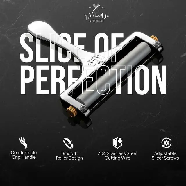 Alt view image 6 of 7 - Stainless Steel Wire Cheese Slicer - Adjustable Hand Held Cheese Cutter with 2 Extra Wires - Premium Cheese Knife for Mozzarella, Cheddar, Gruyere - Cheese Cutter with Wire (Silver)