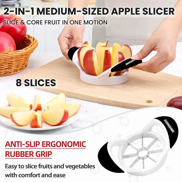 Alt view image 2 of 7 - 3.5 Inch Apple Slicer - Professional Apple Cutter - Stainless Steel Apple Corer - Super Sharp Apple Slicer and Corer - Apple Tool with 8 Sharp Blades(Black)