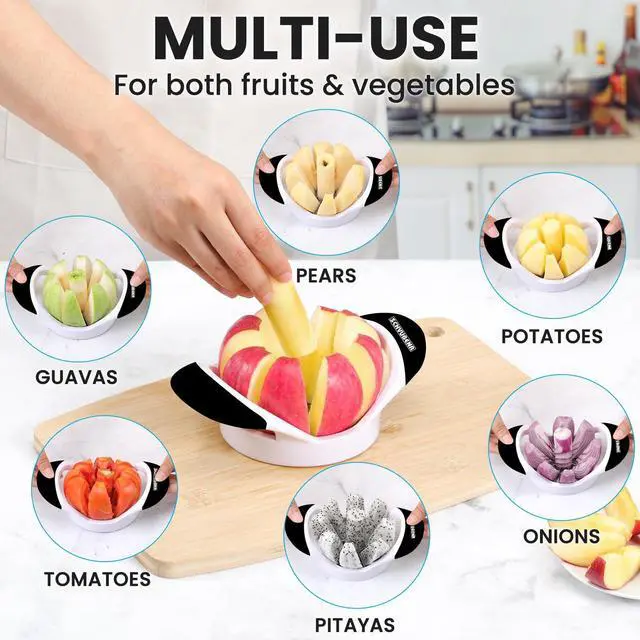 Alt view image 5 of 7 - 3.5 Inch Apple Slicer - Professional Apple Cutter - Stainless Steel Apple Corer - Super Sharp Apple Slicer and Corer - Apple Tool with 8 Sharp Blades(Black)