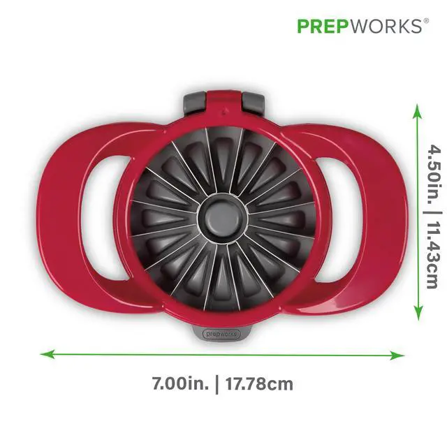 Alt view image 6 of 7 - Apple Slicer and Corer, Attached Safety Cover, Cuts 16 Thin Apple Slices, Red