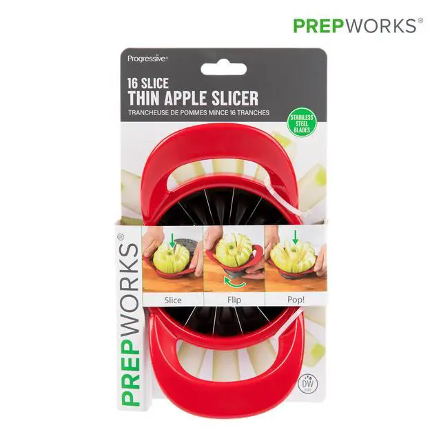 Alt view image 7 of 7 - Apple Slicer and Corer, Attached Safety Cover, Cuts 16 Thin Apple Slices, Red