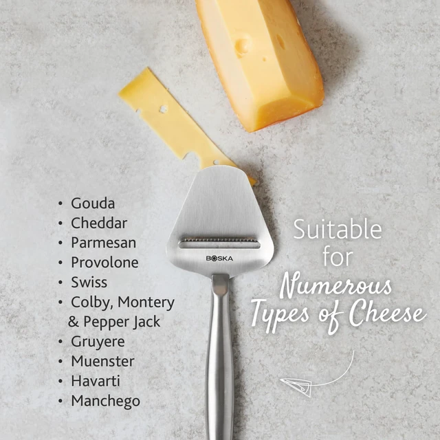 Alt view image 3 of 6 - Stainless Steel Cheese Slicer - Copenhagen For All Types of Cheese - Multi-Functional Cheese Slicer - Handheld Slicer - Silver Non-Stick - Dishwasher Safe - For Kitchen Cooking