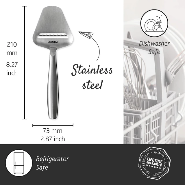 Alt view image 5 of 6 - Stainless Steel Cheese Slicer - Copenhagen For All Types of Cheese - Multi-Functional Cheese Slicer - Handheld Slicer - Silver Non-Stick - Dishwasher Safe - For Kitchen Cooking