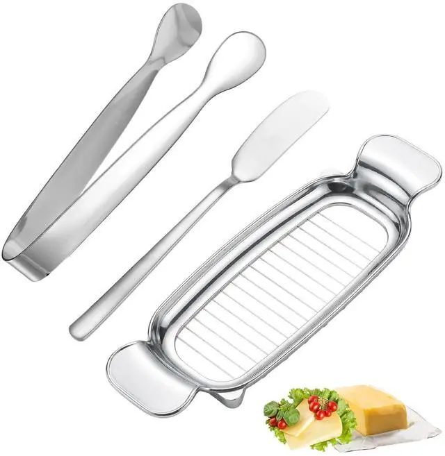 Main image of Cheese Cutter Set, Includes Stainless Steel Cheese Cutter Butter Spreader & Tongs Multifunctional Kitchen Tools for Cutting Butter Egg