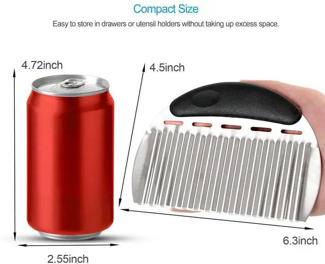 Alt view image 2 of 6 - Large Crinkle Cutters, Heavy Duty Stainless Steel Crinkle Cutter with Ergonomic Non-Slip Handle, Professional Wavy Cutter for Veggies, Potatoes, Carrots, Cucumbers