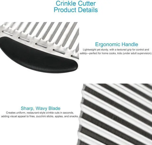 Alt view image 3 of 6 - Large Crinkle Cutters, Heavy Duty Stainless Steel Crinkle Cutter with Ergonomic Non-Slip Handle, Professional Wavy Cutter for Veggies, Potatoes, Carrots, Cucumbers