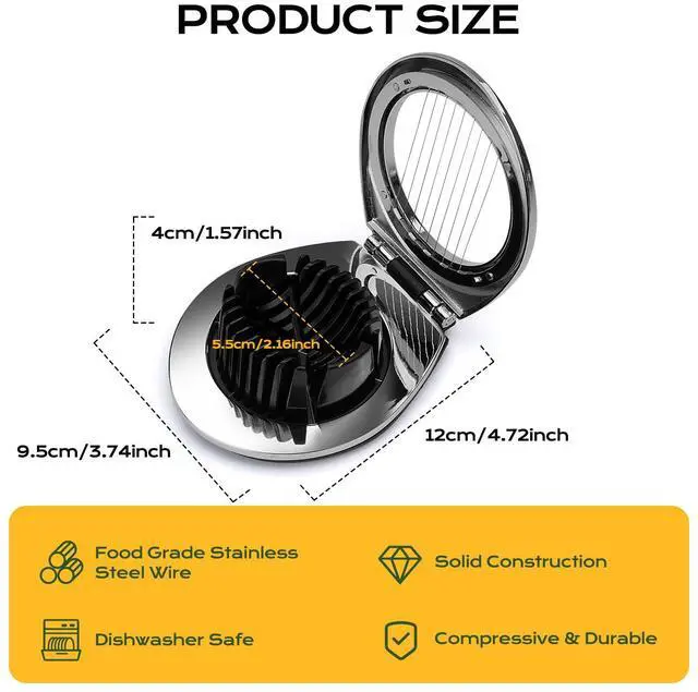 Alt view image 2 of 7 - Egg Slicer for Hard Boiled Eggs, Egg Cutter with 3 Slicing Styles