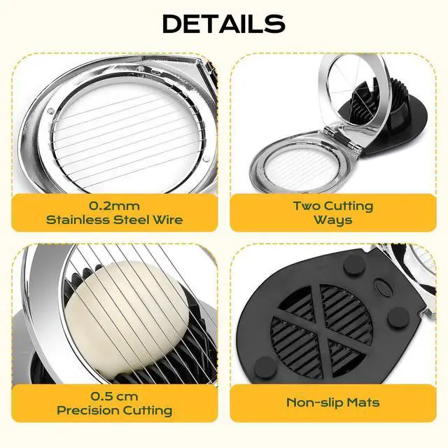Alt view image 3 of 7 - Egg Slicer for Hard Boiled Eggs, Egg Cutter with 3 Slicing Styles
