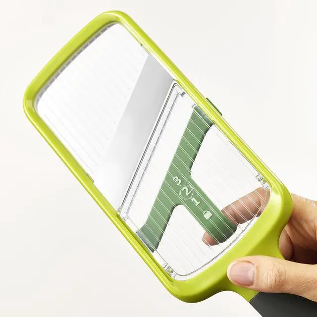 Alt view image 2 of 7 - Multi-Grip Hand-held Kitchen Mandoline, Fruit and Vegetable Slicer with Food Grip and Adjustable Blades, Dishwasher Safe