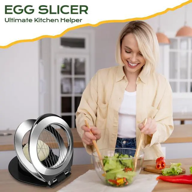 Alt view image 7 of 7 - Egg Slicer for Hard Boiled Eggs, Egg Cutter with 3 Slicing Styles