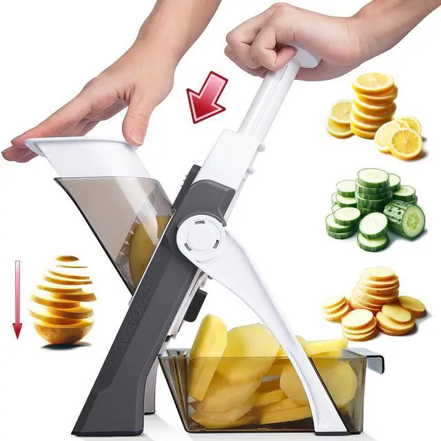Main image of Safe Mandoline Slicer, Vegetable Slicer Potato Slicer, Gray