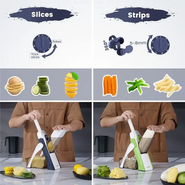 Alt view image 4 of 6 - Safe Mandoline Slicer for Kitchen,Adjustable Potato Slicer 1-8 mm
