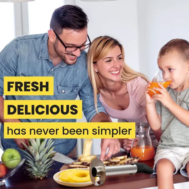 Alt view image 7 of 7 - Premium Pineapple Corer and Slicer Tool - Sharp Pineapple Cutter with Serrated Tips - Easy to Use and Clean - Stainless Steel Core Remover for Pineapple - Core Fruits with Ease(Black)