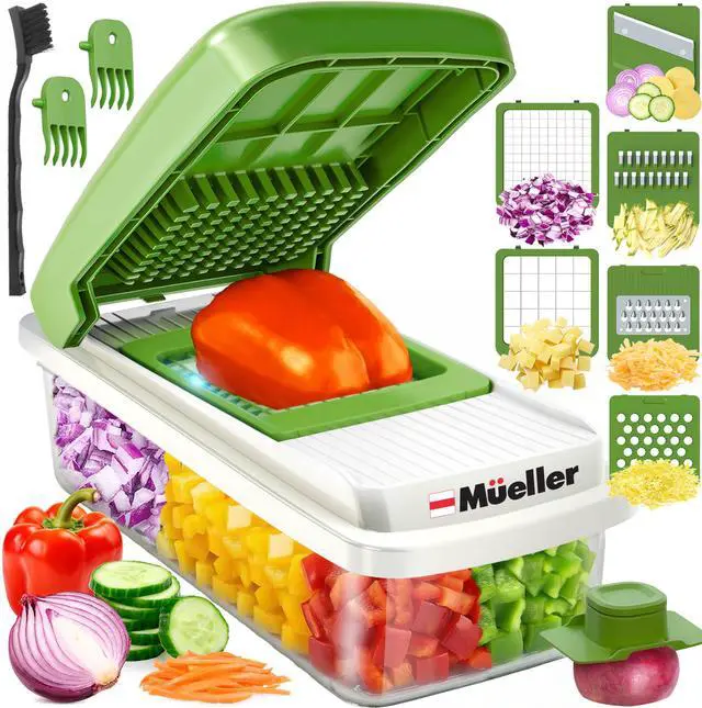 Main image of Vegetable Chopper, Mandoline Slicer, Food Veggie Chopper, Cheese Grater, Onion Vegetable Cutter with Container, Dicer, Kitchen Gadgets & Essentials, White Sand/Green