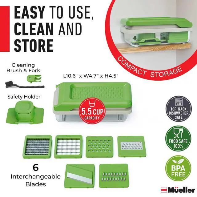 Alt view image 7 of 7 - Vegetable Chopper, Mandoline Slicer, Food Veggie Chopper, Cheese Grater, Onion Vegetable Cutter with Container, Dicer, Kitchen Gadgets & Essentials, White Sand/Green