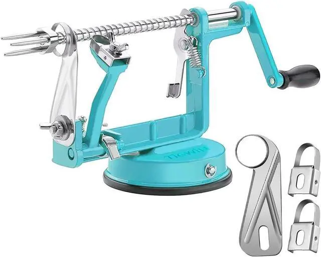 Main image of Apple Peeler Corer, Long lasting Chrome Cast Magnesium Alloy Apple Peeler Slicer Corer with Stainless Steel Blades and Powerful Suction Base for Apples and Potato(Blue)