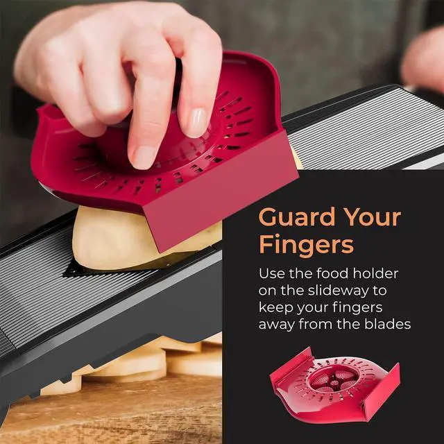 Alt view image 5 of 7 - Mandoline Slicer for Kitchen, Adjustable Vegetable Chopper, Fruit, Cheese Grater, Potato Chips Slicer - Black