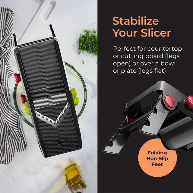 Alt view image 7 of 7 - Mandoline Slicer for Kitchen, Adjustable Vegetable Chopper, Fruit, Cheese Grater, Potato Chips Slicer - Black