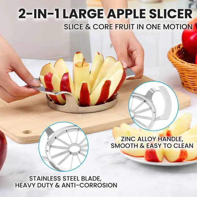 Alt view image 2 of 7 - 4.72 Inch Extra Large Apple Slicer with 12 Blades - Professional Heavy Duty Apple Cutter -304 Stainless Steel Apple Corer Tool - Sharp Apple Slicer and Corer - Easy to Use - Dishwasher Safe