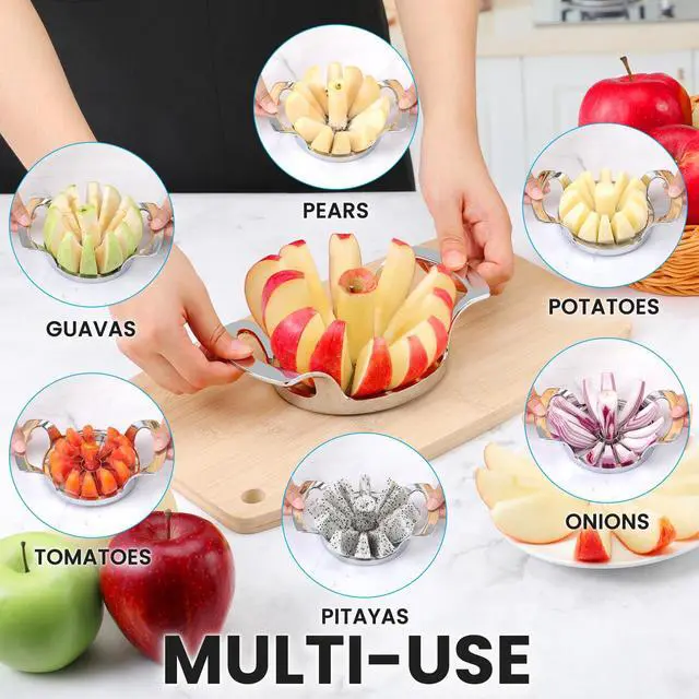 Alt view image 5 of 7 - 4.72 Inch Extra Large Apple Slicer with 12 Blades - Professional Heavy Duty Apple Cutter -304 Stainless Steel Apple Corer Tool - Sharp Apple Slicer and Corer - Easy to Use - Dishwasher Safe