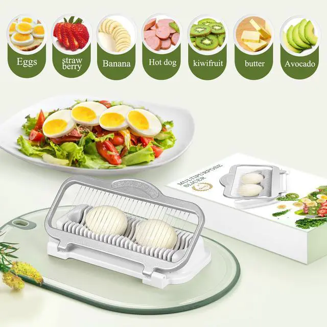 Alt view image 4 of 7 - Larger Egg Slicer for Hard Boiled Eggs Banana Slicer, Aluminium & Stainless Steel Wires Strawberry slicer Multipurpose Heavy Duty Dishwasher Safe Banana Cutter slicer