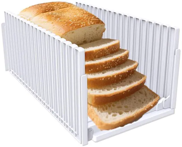 Main image of Bread Slicer for Homemade Breads , Adjustable Thickness Slicing Guide , Foldable Portable Bread Cutter Suitability for Homemade Breads, Bagel ,Cakes - Kitchen Gadget, Baking Tool ,Gifts for Mom Dad