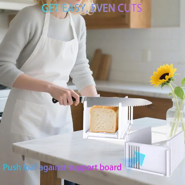 Alt view image 2 of 7 - Bread Slicer for Homemade Breads , Adjustable Thickness Slicing Guide , Foldable Portable Bread Cutter Suitability for Homemade Breads, Bagel ,Cakes - Kitchen Gadget, Baking Tool ,Gifts for Mom Dad