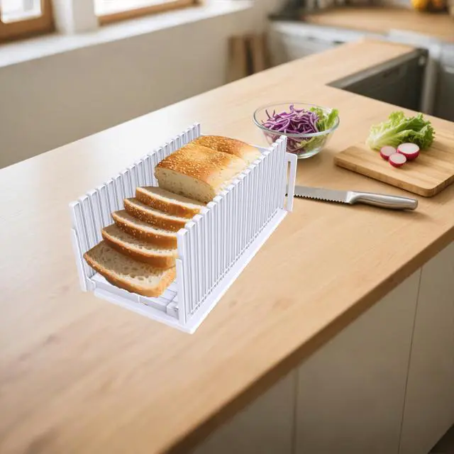 Alt view image 6 of 7 - Bread Slicer for Homemade Breads , Adjustable Thickness Slicing Guide , Foldable Portable Bread Cutter Suitability for Homemade Breads, Bagel ,Cakes - Kitchen Gadget, Baking Tool ,Gifts for Mom Dad