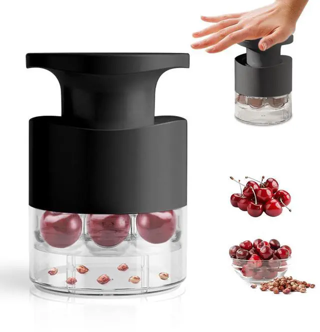 Main image of 7-In-1 Cherry Seed Remover Cherry Pitter Tool Push Type Cherry Corer Multiple, Kitchen Cherry Jam (Black)