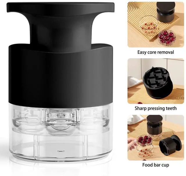 Alt view image 2 of 7 - 7-In-1 Cherry Seed Remover Cherry Pitter Tool Push Type Cherry Corer Multiple, Kitchen Cherry Jam (Black)