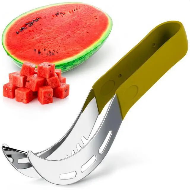 Main image of Watermelon Cutter Slicer Tool with a Stainless Steel Blade, 9 Inch