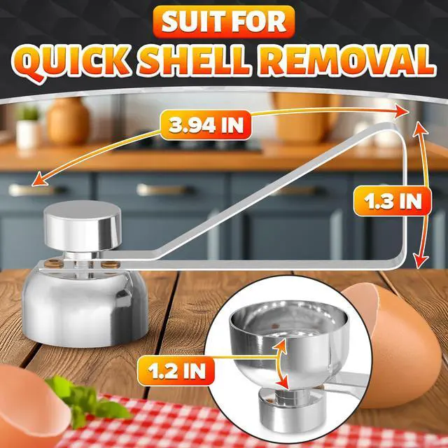 Alt view image 2 of 7 - Egg Cracker Tool for Raw Eggs, Clean-Cut No-Mess Topper (Silver)