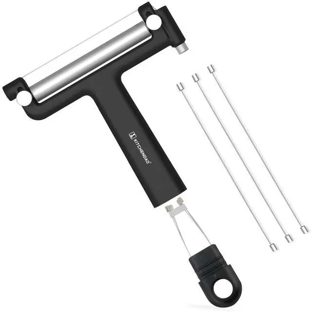 Main image of Adjustable Wire Cheese Slicer Cutter, 50% Stronger Wires with 2nd Gen Wire Fixing Mechanism, Adjustable Hand-Held Wire Cheese Cutter, Quick Replacement, Dishwasher Safe, with 3 Extra Wires