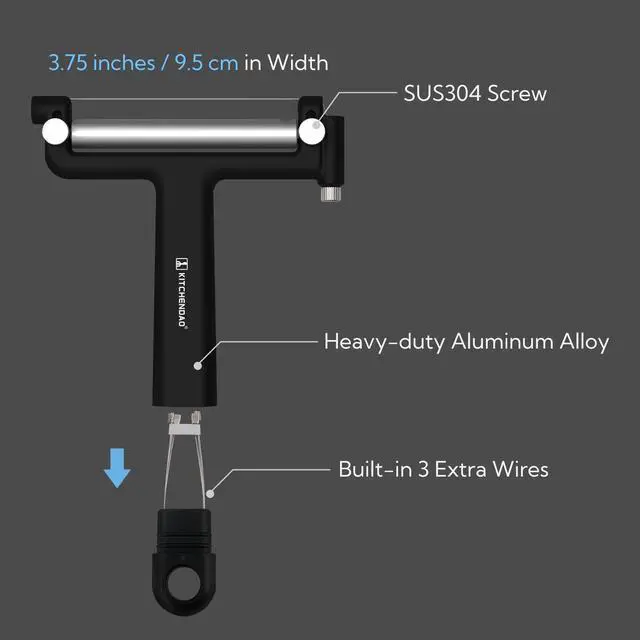 Alt view image 5 of 7 - Adjustable Wire Cheese Slicer Cutter, 50% Stronger Wires with 2nd Gen Wire Fixing Mechanism, Adjustable Hand-Held Wire Cheese Cutter, Quick Replacement, Dishwasher Safe, with 3 Extra Wires