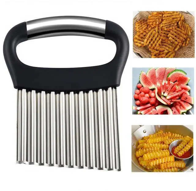 Main image of Large Crinkle Cutter for Veggies, Stainless Steel Wave Cutter