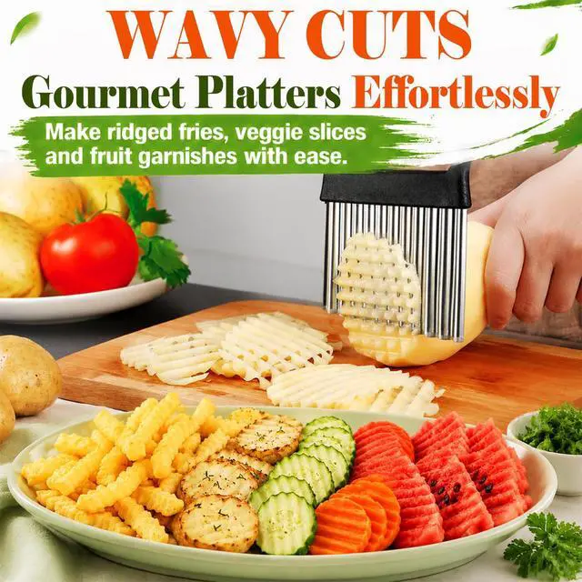 Alt view image 2 of 7 - Large Crinkle Cutter for Veggies, Stainless Steel Wave Cutter