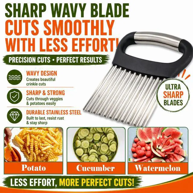Alt view image 5 of 7 - Large Crinkle Cutter for Veggies, Stainless Steel Wave Cutter