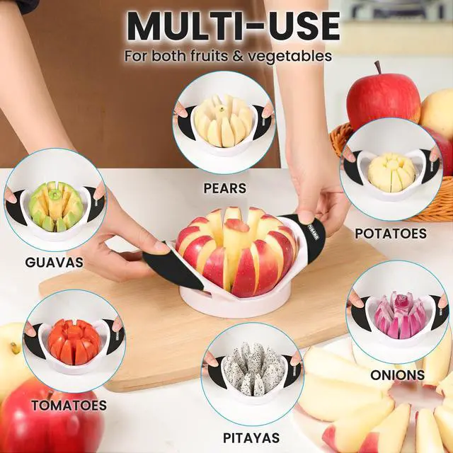 Alt view image 5 of 7 - 3.5 Inch Apple Slicer with 12 Sharp Blades - Professional Apple Cutter - Stainless Steel Apple Corer - Super Sharp Apple Slicer and Corer - Slice Apple with Ease(Black)