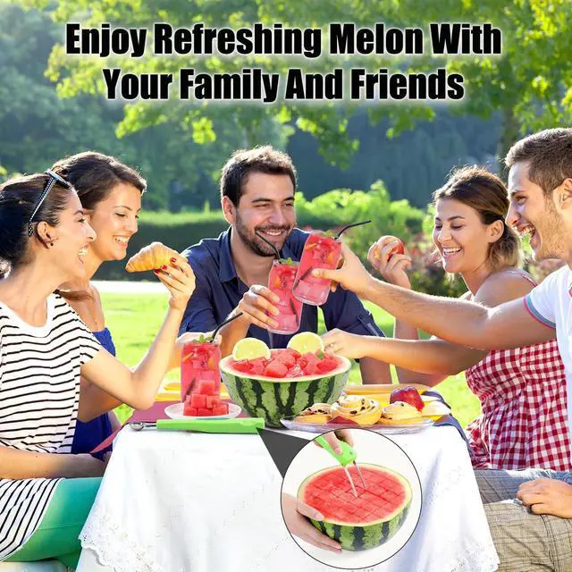 Alt view image 7 of 7 - Premium Watermelon Cutter - 3 in 1 Watermelon Cutter Slicer Tool - Foldable Watermelon Slicer - Fruit Cutter for Kitchen Gadgets - Stainless Steel Watermelon Knife - Melon Baller Scoop